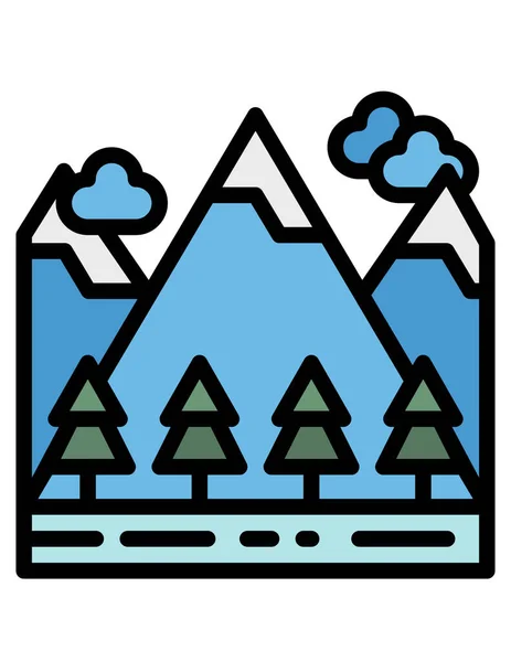 Montaña Paisaje Vector Icono — Vector de stock