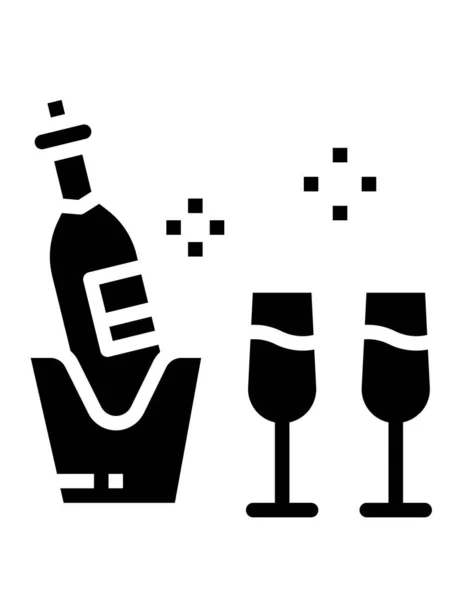 Ilustración Vectorial Iconos Línea Simple Vino — Vector de stock