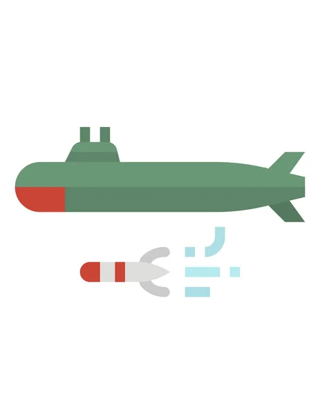 Ícone Submarino Estilo Plano Isolado Fundo Branco Símbolo Militar Ilustração — Vetor de Stock