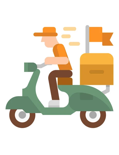 Scooter Con Hombre Estilo Vintage Verde — Vector de stock