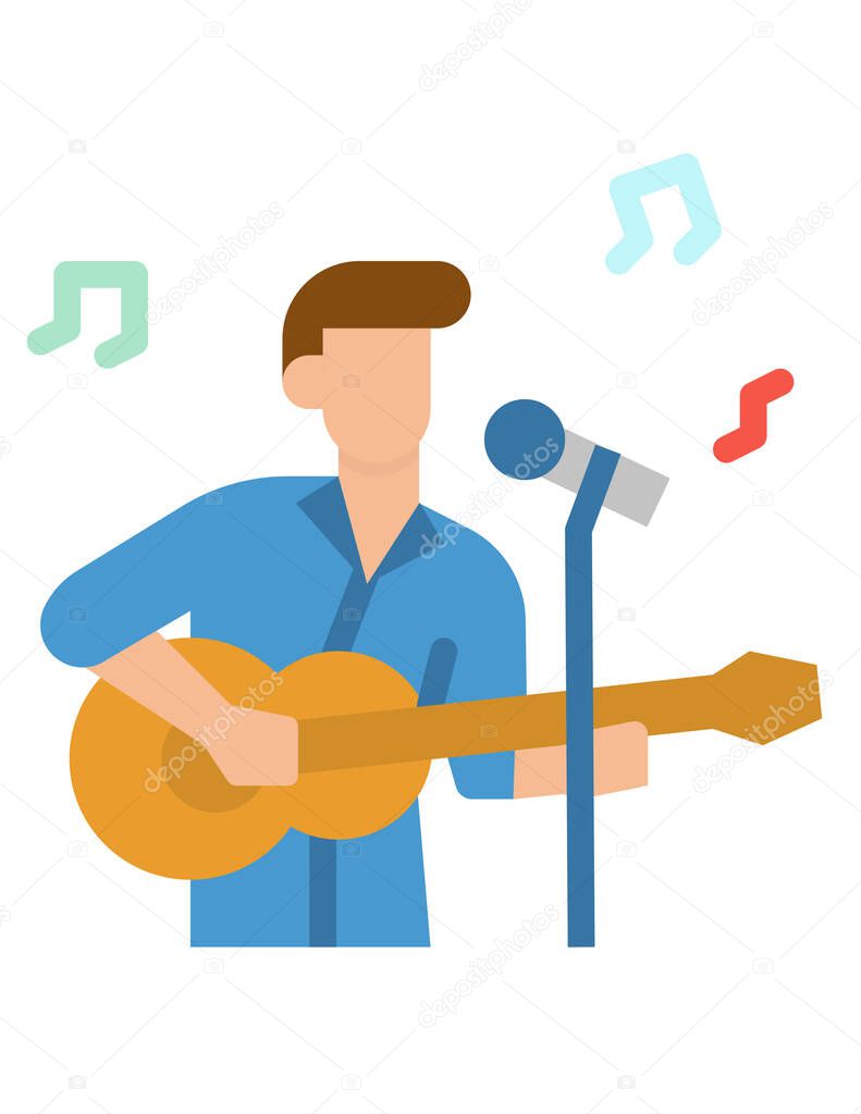 vector illustration of a man with a guitar 