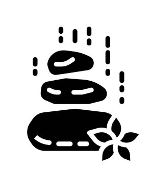 Çiçekli spa taşları ve su damlası vektör illüstrasyonu 