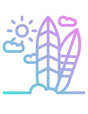 Plajdaki sörf tahtalarının vektör çizimi 