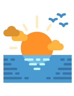 yaz ve seyahat vektörü simgesi.