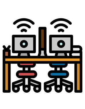 ofis ve iletişim hattı vektör simgesi.