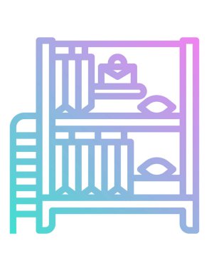 Hastane yatağı ikonu beyaz arka planda siyah tarzda izole edilmiş. restoran sembolü illüstrasyonu.