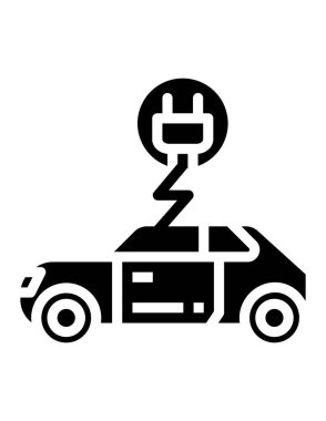 Beyaz arkaplanda elektrikli arabanın vektör çizimi