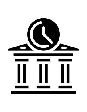 Bir binanın siyah beyaz simgesinin vektör çizimi