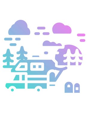 Karavan tatillerinin düz çizgi simgesinin vektör çizimi