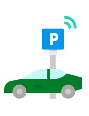 Beyaz arkaplanda park arabasının vektör çizimi