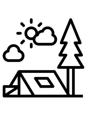 dağ ve bulut çizgi vektör simgesi.