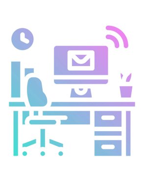 bilgisayar ve ofis masası simgesi