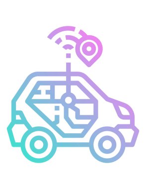 Beyaz arkaplanda akıllı arabanın vektör çizimi