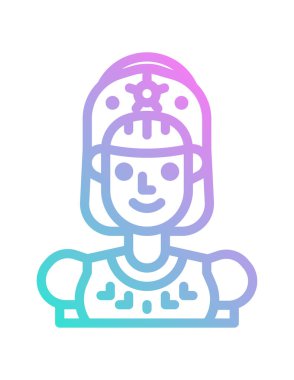 Mavi takım elbiseli bir kadınla kadın yüzünün vektör çizimi