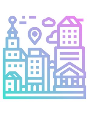 Şehir binalarının vektör illüstrasyonu 