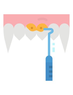Düz dizaynlı diş ipi simgesi beyaz arkaplanda izole edilmiş. dişçi sembolü stok vektör illüstrasyonu.
