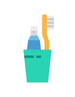 beyaz arkaplanda izole edilmiş düz biçimdeki diş fırçası simgesi