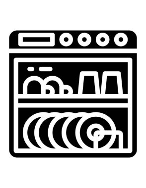 Bulaşık makinesi mobilya vektör illüstrasyonu 