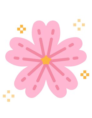 Beyaz arkaplanda pembe çiçek simgesi