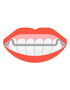 Diş teli simgesindeki dişlerin vektör illüstrasyonu