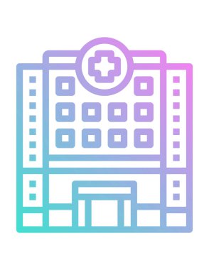 Hastane binası simgesi, vektör illüstrasyonu
