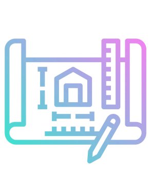 İnşaat vektör simgesi. biçim düz sembol, mavi renk, yuvarlak açılar, beyaz arkaplan