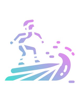 Sörf tahtası üzerindeki sörfçü izole edilmiş beyaz arka plan