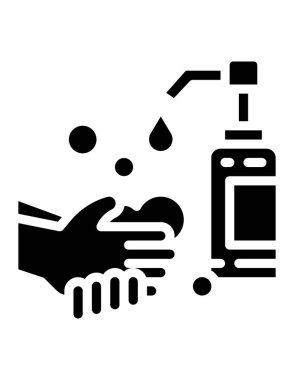 Temizlik ve çamaşır makinesi illüstrasyonuyla el ele tutuşan su şişesi