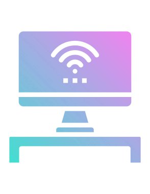 Bilgisayar ekranındaki kablosuz sinyal beyaz arkaplanda izole edildi