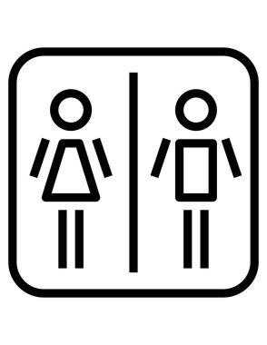 Beyaz arkaplanda tuvalet cinsiyeti işaretinin vektör çizimi