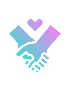 el ele tutuşan kalp ikonu vektör illüstrasyonu