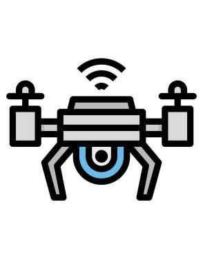 İHA vektör simgesi. Grafik ve web tasarımı için beyaz arkaplanda siyah illüstrasyon izole edildi.