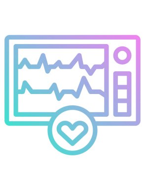 Kardiyogram grafik simgesi. vektör biçimi düz semboller, düz renk, yuvarlak açılar, beyaz arkaplan