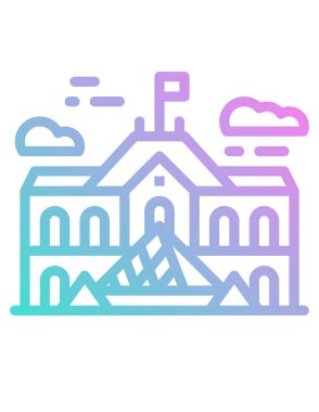 Müze binası simgesi, vektör illüstrasyonu