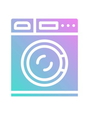 çamaşır makinesi simgesi beyaz arkaplanda izole edilmiş modaya uygun düz stil