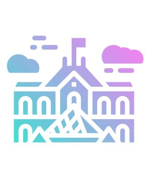 Müze binası simgesi, vektör illüstrasyonu