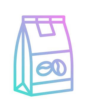 Kahve ikonlu kağıt torba vektör illüstrasyonu