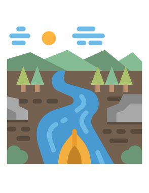 Dağlı ve nehirli manzara 