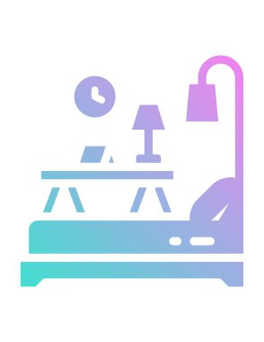 yatak odası iç vektör illüstrasyonu