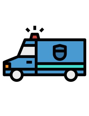 Van vektör simgesi. biçim iki renkli düz sembol, yoğun kırmızı ve siyah renkler, yuvarlak açılar, beyaz