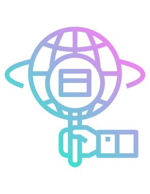 Beyaz arkaplanda izole edilmiş düz dizayn simgesi. dünya haritası sembolü stok vektör illüstrasyonu.