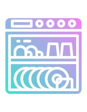 Bulaşık makinesi mobilya vektör illüstrasyonu 