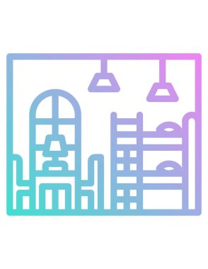 Yatak odası modern düz biçim vektör illüstrasyonu.