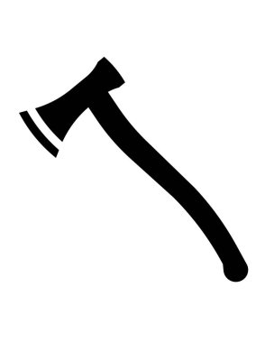 Beyaz arkaplanda izole edilmiş siyah biçimli balta simgesi. 