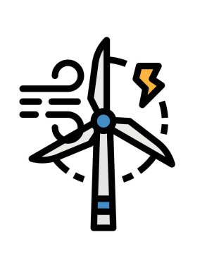 Düz biçimli yel değirmeni simgesi beyaz arkaplanda izole 