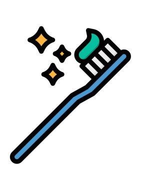 beyaz arkaplanda izole edilmiş düz biçimdeki diş fırçası simgesi