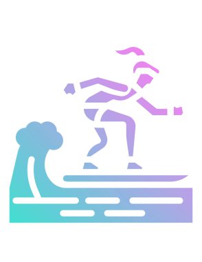 Rüzgar sörfü ve plaj simgesinin vektör çizimi 