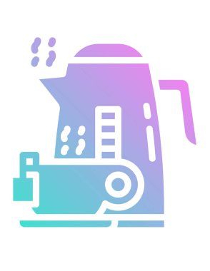 Beyaz arkaplanda izole edilmiş düz biçimli kahve makinesi simgesi