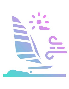 Rüzgar sörfü ve plaj simgesinin vektör çizimi 