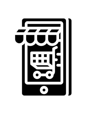 Alışveriş çevrimiçi simgesi vektör illüstrasyon grafik tasarımı 